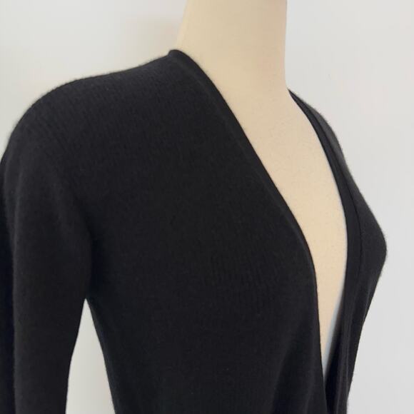 Theory Cashmere Tie Front Cardigan Feather Soft Black Tunic Sweater Size M - Picture 5 of 12